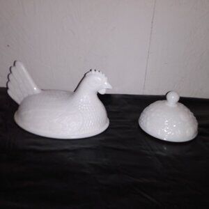 Milk Glass Chicken Lid & other lid